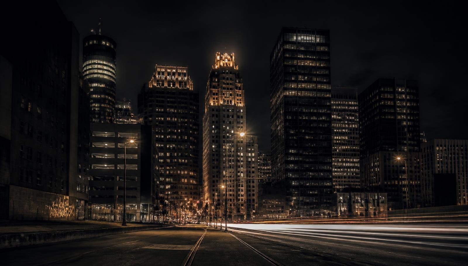Downtown Detroit skyline at night
